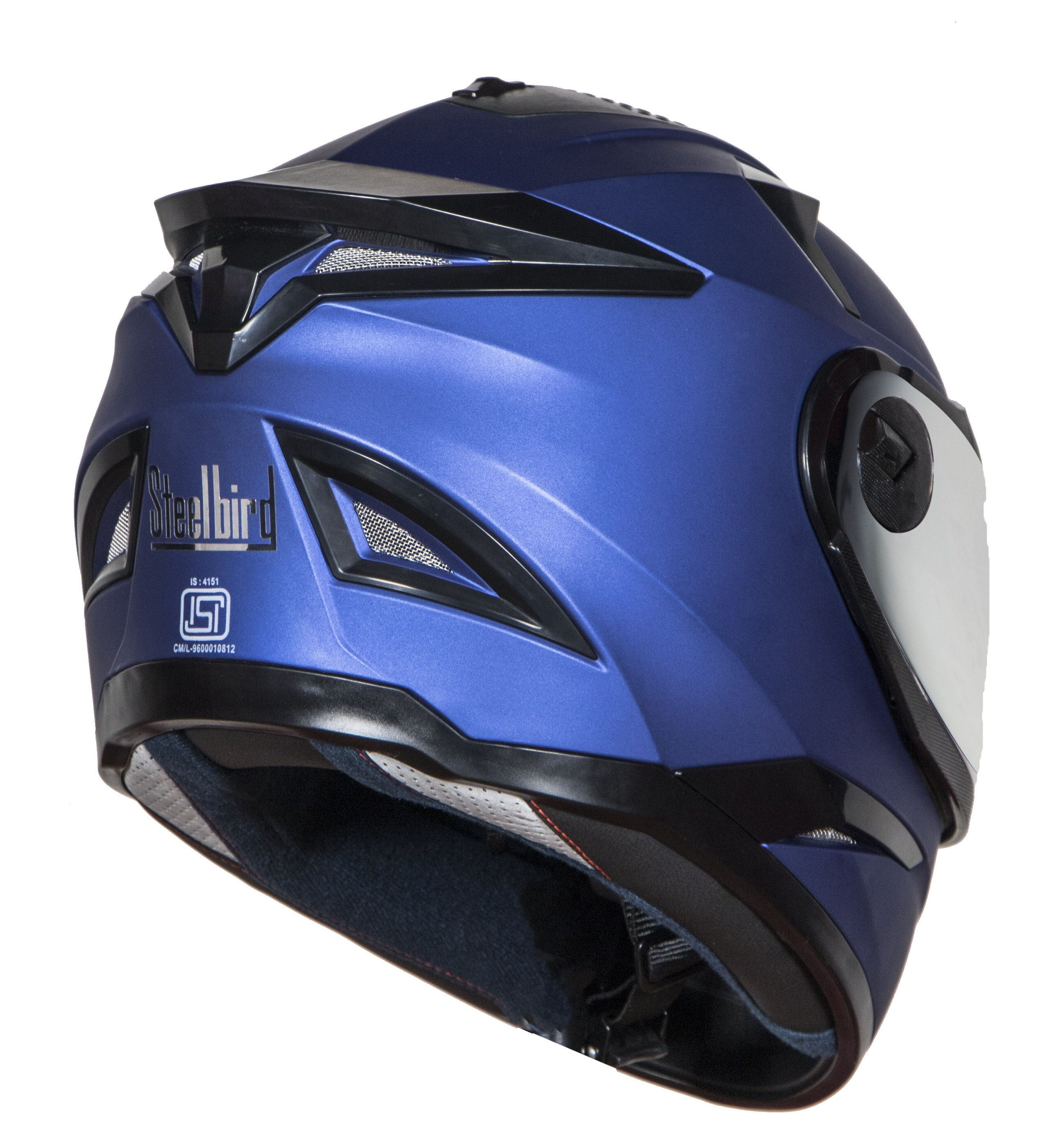 SBH-17 OPT MAT Y.BLUE WITH CHROME SILVER VISOR (WITH EXTRA FREE CABLE LOCK AND CLEAR VISOR)
